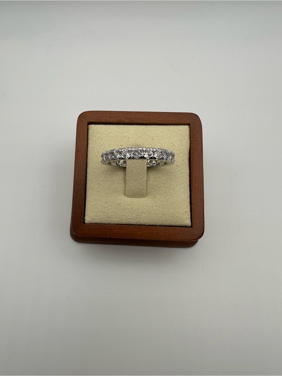 Jewelry - 925 Sterling Silver Clear Round Prong Set Eternity Band Ring, Size 10